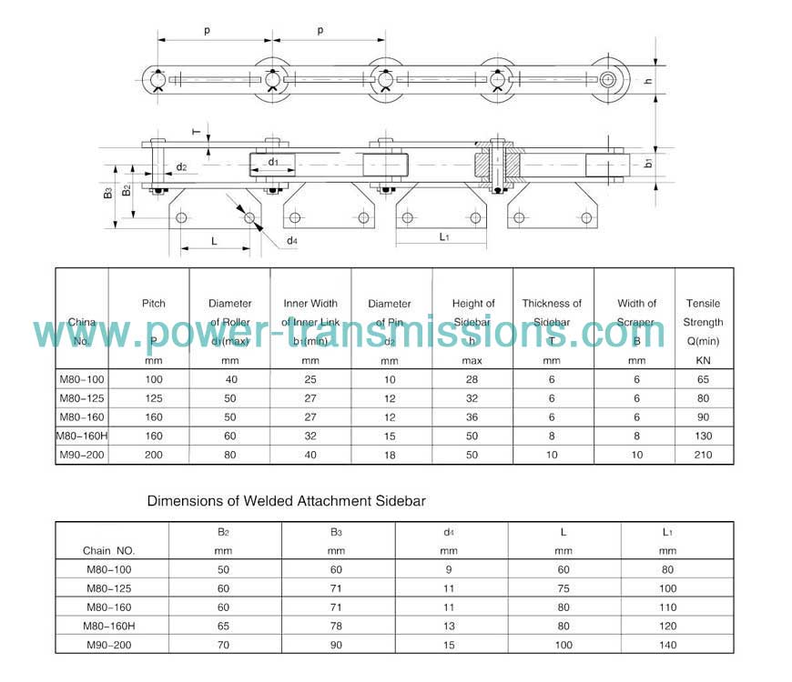 Conveyor Chain For Grain Machines With Attachment