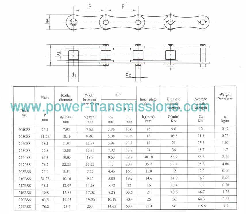 Stainless Steel Double Pitch Transmission Chain