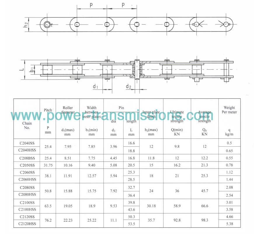 Stainless Steel Double Pitch Conveyor Chain
