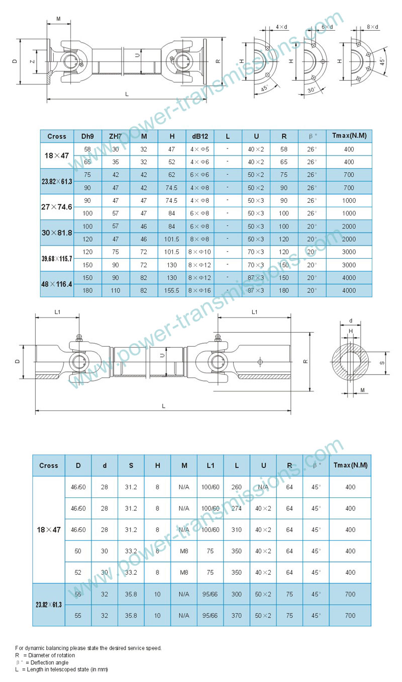 The Fixed Transmission Shaft Assembly Drawings and parameters