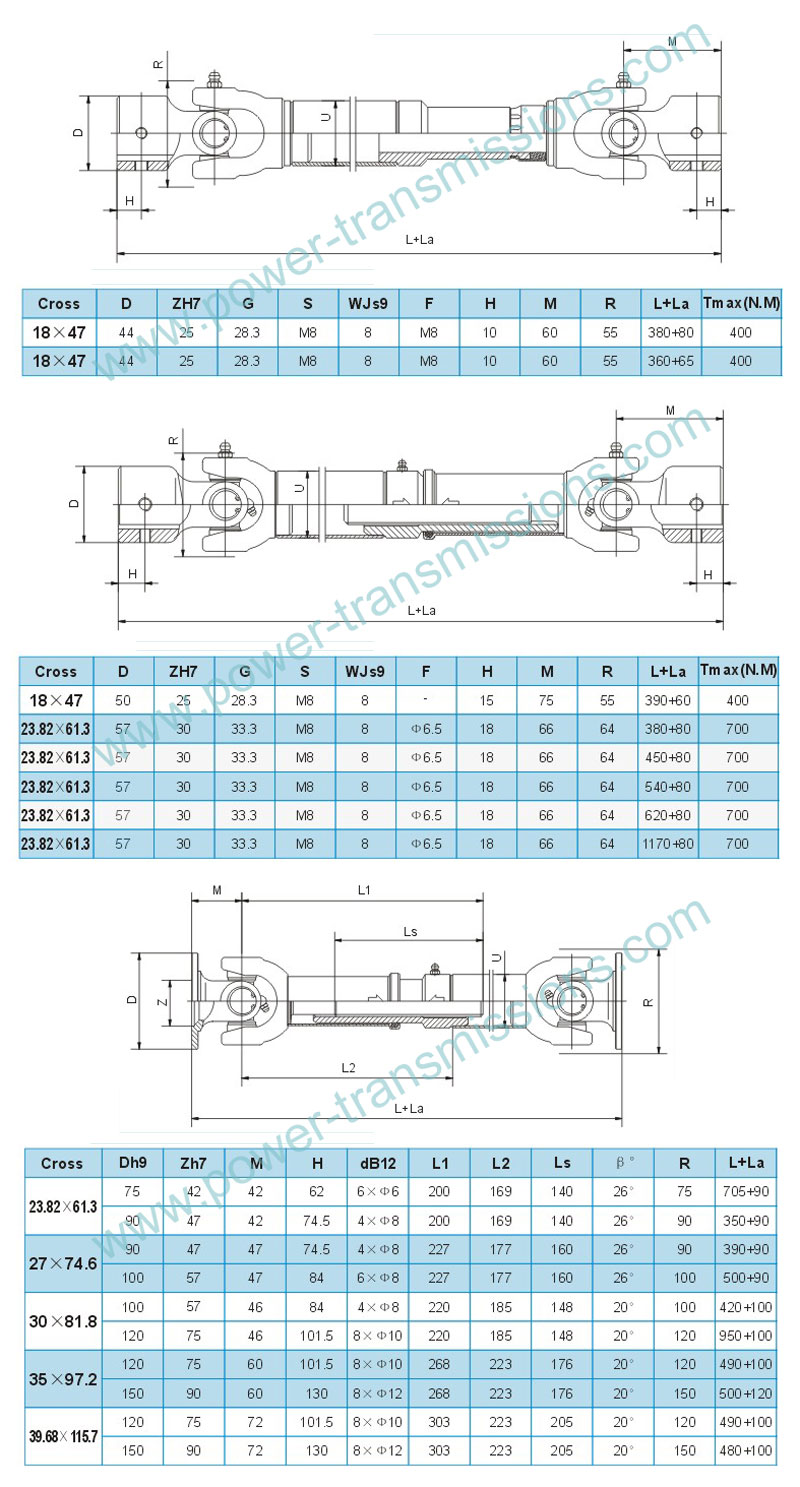 Fixed Transmission Shaft Assembly Drawings and parameters