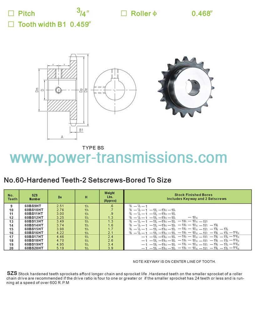 Finished Bore Sprockets No.60